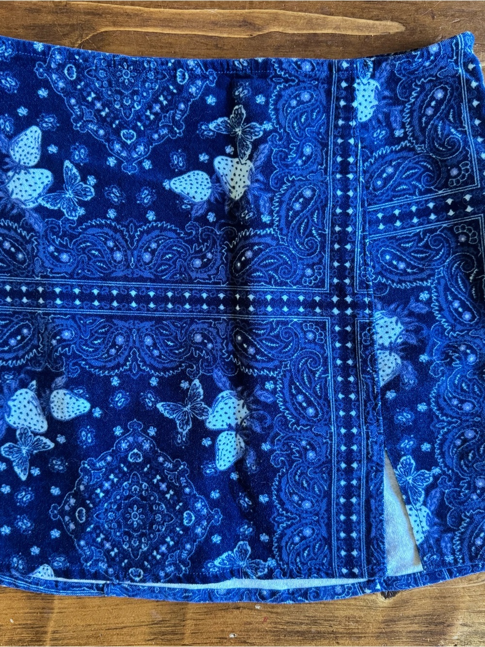 Urban Outfitters Blue Bandana Print Mini Skirt with butterflies